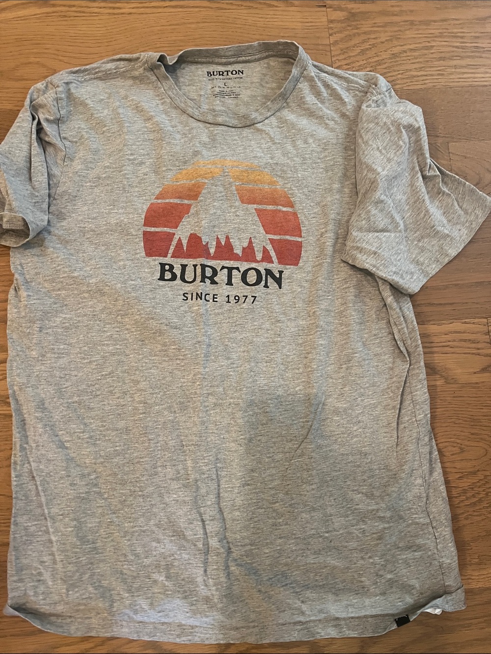 Burton Gray Short-Sleeve Tee with Sunset Mountain Graphic